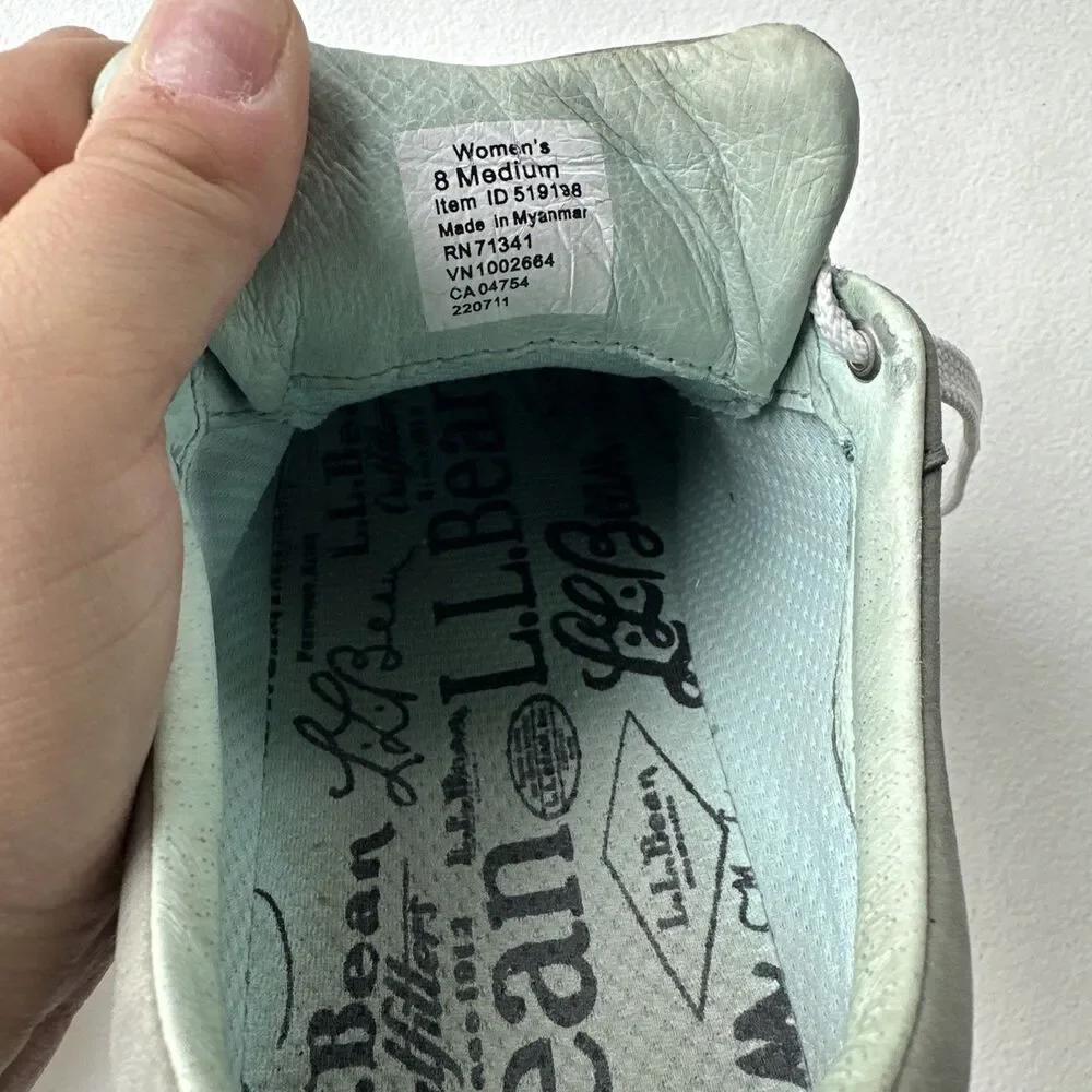 L.L.Bean Eco Bay Women’s Size 8 M Oxford Classic Sage Leather Lace-Up Shoes